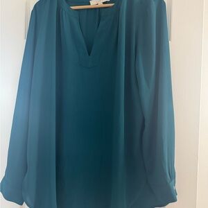 LOFT Teal V-Neck Blouse